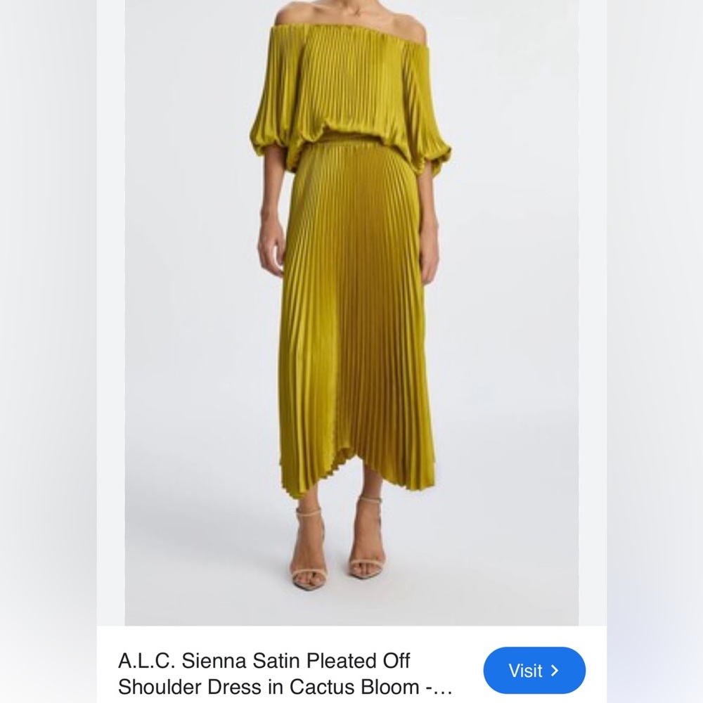 A.L.C. Sienna off the shoulder pleated dress